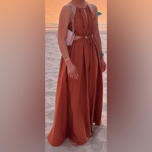 ASTR Midriff Cutout Dress Clay S